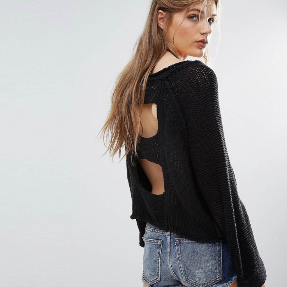 Free People Endless Stories Sweater Size XS Black
